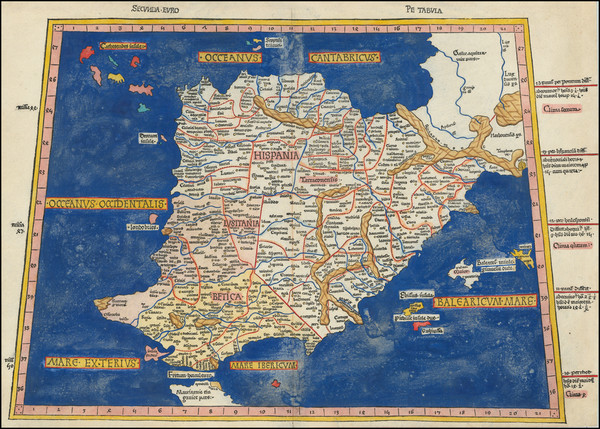 61-Spain Map By Claudius Ptolemy / Johann Reger
