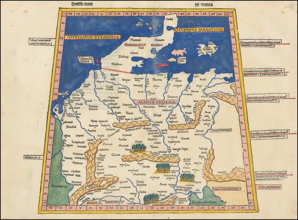 37-Denmark and Germany Map By Claudius Ptolemy / Johann Reger