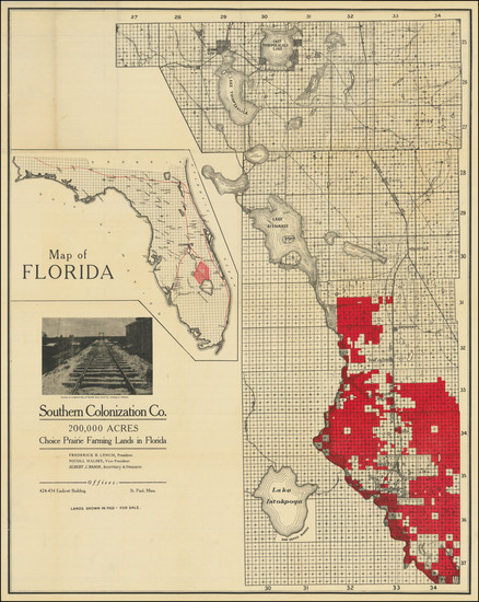 61-Florida Map By Southern Colonization Co.