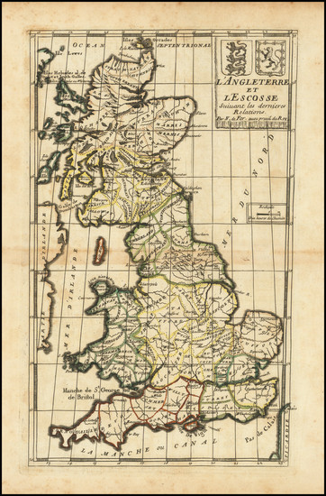 71-British Isles, England and Scotland Map By Nicolas de Fer