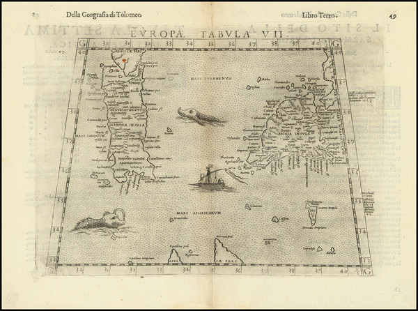 53-Sardinia and Sicily Map By Girolamo Ruscelli