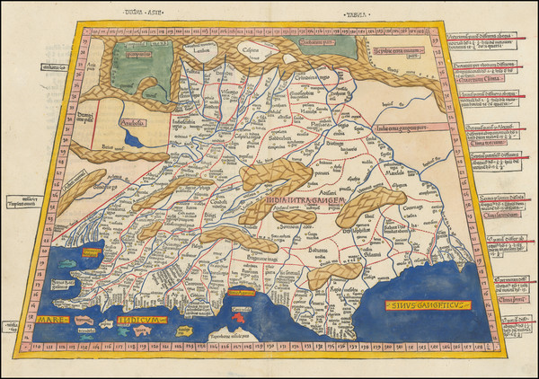 93-India Map By Claudius Ptolemy / Johann Reger