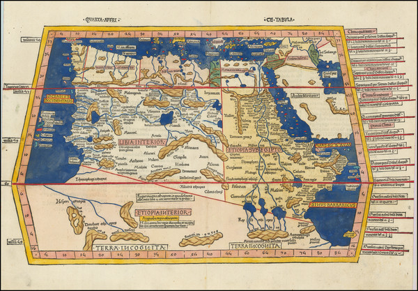 42-Africa and North Africa Map By Claudius Ptolemy / Johann Reger