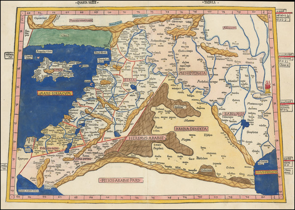 86-Cyprus, Middle East, Holy Land and Turkey & Asia Minor Map By Claudius Ptolemy / Johann Reg