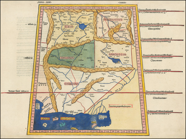 48-Central Asia & Caucasus and Pakistan Map By Claudius Ptolemy / Johann Reger