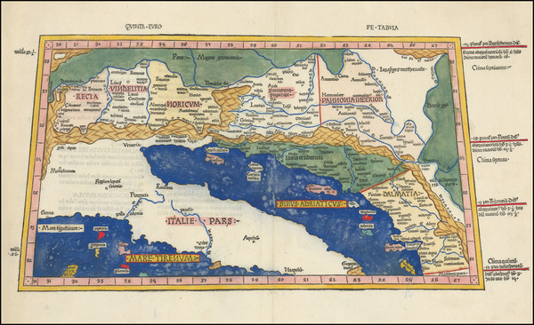 94-Switzerland, Balkans and Süddeutschland Map By Claudius Ptolemy / Johann Reger