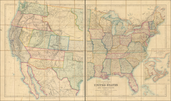 38-United States Map By Edward Stanford