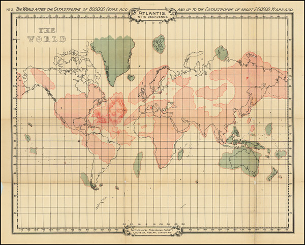 93-World Map By William Scott-Elliot / Theosophical Publishing Society