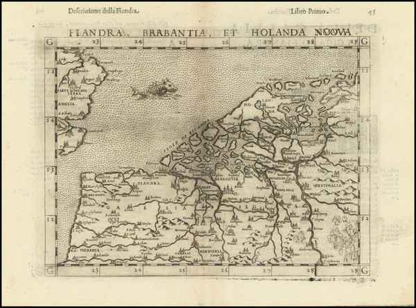 53-England and Netherlands Map By Girolamo Ruscelli