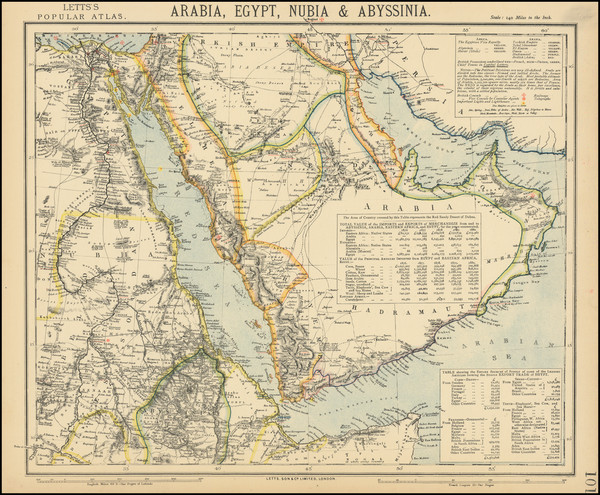 90-Middle East and Arabian Peninsula Map By Letts, Son & Co. Limited