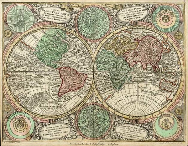 62-World and World Map By Matthaus Seutter