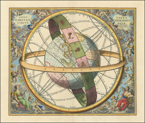 95-Pacific, Australia, California and Celestial Maps Map By Andreas Cellarius