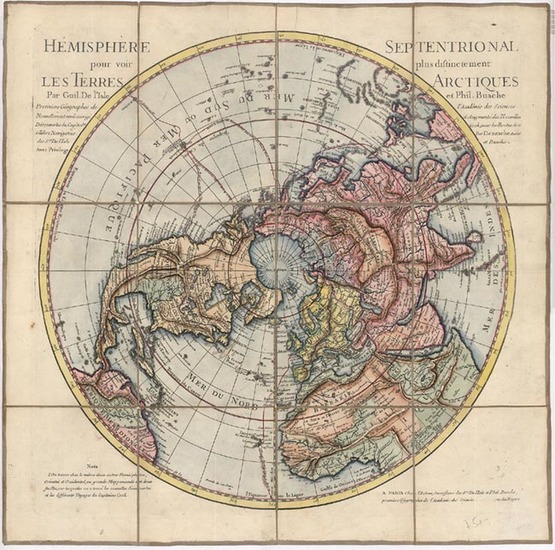 36-World, Northern Hemisphere, Polar Maps and Pacific Map By Guillaume De L'Isle / Jean Andr&eacut