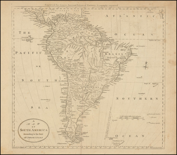 19-South America Map By Mathew Carey