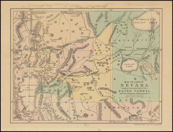 99-Nevada Map By Stanford's Geographical Establishment