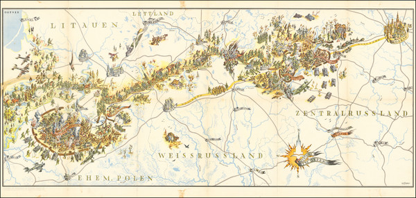 47-Russia, World War II and Germany Map By L. Allu (?) / Wehrmacht-Propaganda