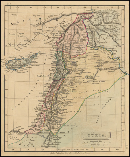 54-Middle East and Holy Land Map By John Arrowsmith