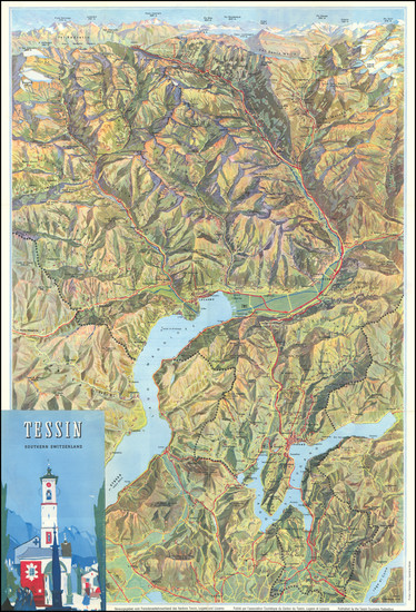 89-Switzerland, Northern Italy and Travel Posters Map By O. Betschmann