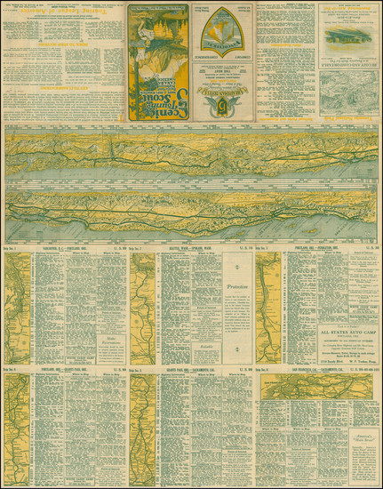 76-Oregon, Washington and California Map By Touring League of America