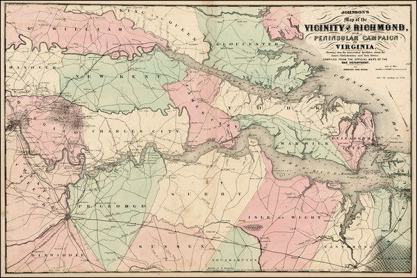 49-Mid-Atlantic and Southeast Map By Benjamin P Ward  &  Alvin Jewett Johnson