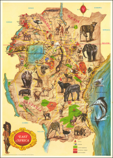 49-Africa, East Africa and Pictorial Maps Map By Hameed Moghul