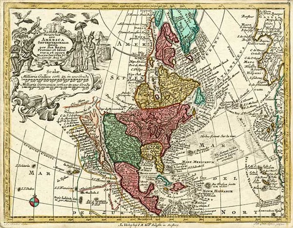 65-South America and America Map By Matthaus Seutter