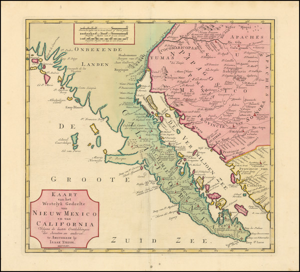 68-Arizona, Mexico, Baja California and California Map By Isaak Tirion