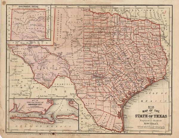 74-Texas Map By Samuel Augustus Mitchell