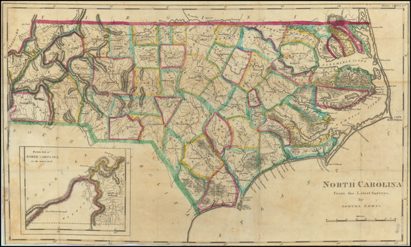 9-North Carolina Map By Mathew Carey