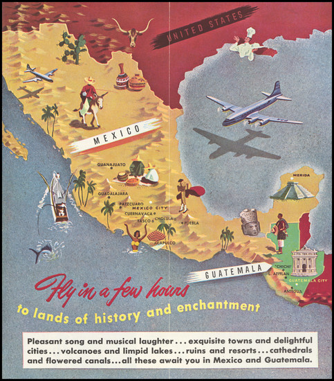 54-Mexico and Pictorial Maps Map By Pan American World Airways