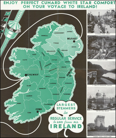 68-Ireland and Travel Posters Map By Cunard