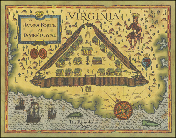 45-Southeast, Virginia and Pictorial Maps Map By John Hull