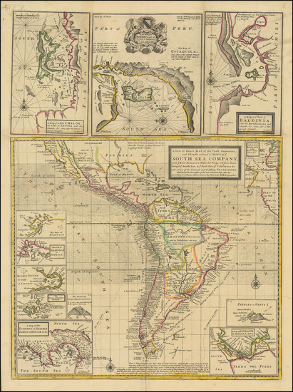 19-Central America, South America, Chile, Peru & Ecuador, California and America Map By Herman