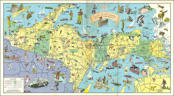 25-Michigan and Pictorial Maps Map By Upper Peninsula Development Bureau 