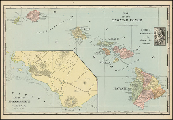 35-Hawaii and Hawaii Map By George F. Cram