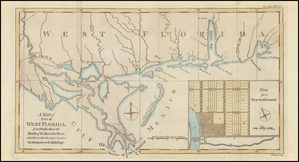 62-Florida, Louisiana, Alabama and Mississippi Map By Gentleman's Magazine