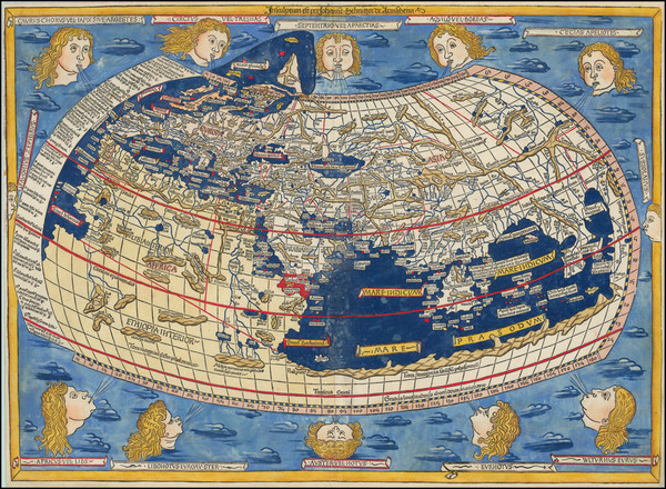 98-World Map By Claudius Ptolemy / Johann Reger