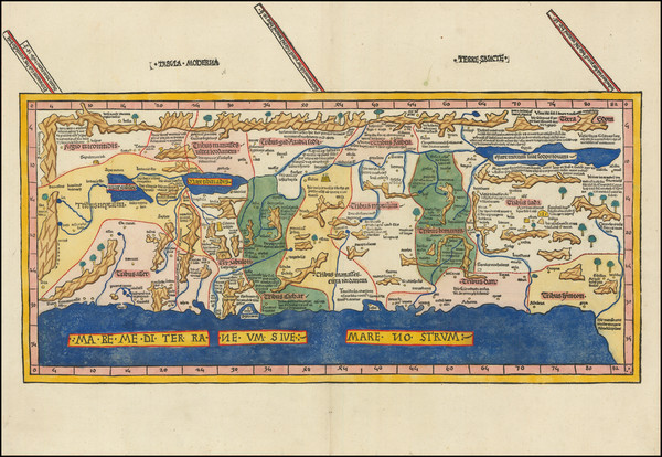 46-Middle East and Holy Land Map By Lienhart Holle / Marino Sanuto / Pietro Vesconte