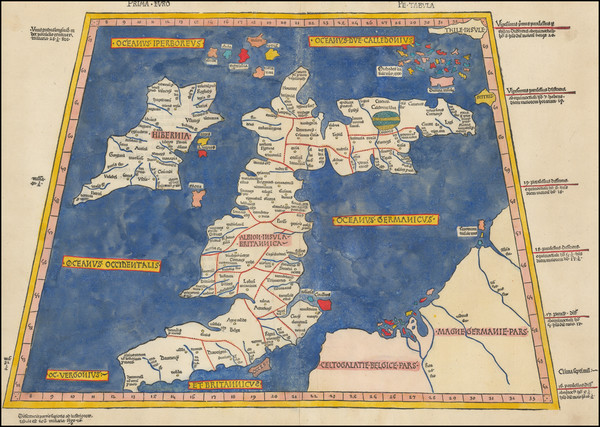 55-British Isles, England, Scotland and Ireland Map By Claudius Ptolemy