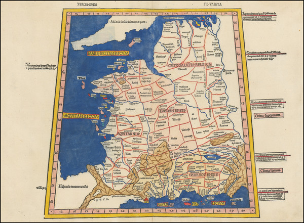 77-France Map By Claudius Ptolemy / Johann Reger