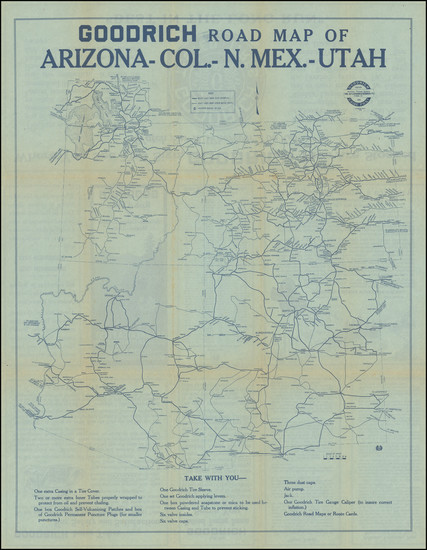 67-Arizona, Colorado, Utah, New Mexico, Colorado and Utah Map By B F Goodrich 