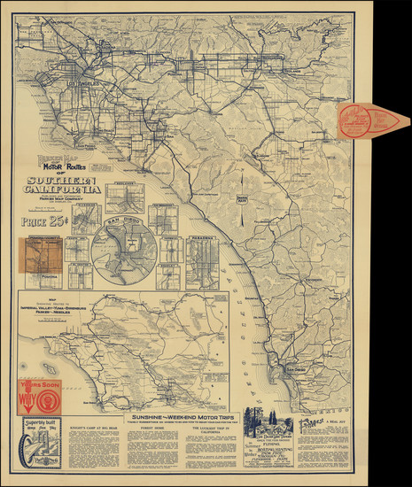 72-California and Los Angeles Map By Parker Map Company