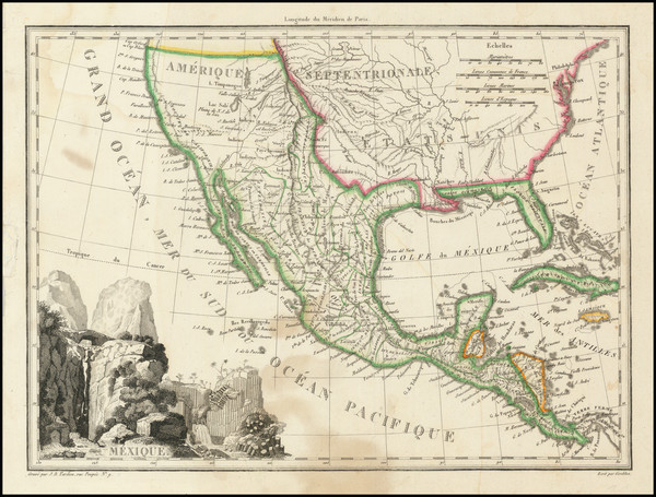 76-Southwest, Rocky Mountains, Mexico, Central America and California Map By Conrad Malte-Brun