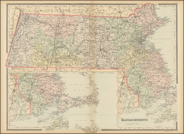 17-Massachusetts Map By William Bradley & Bros.
