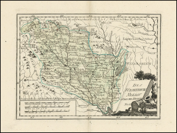 48-Romania Map By Franz Johann Joseph von Reilly