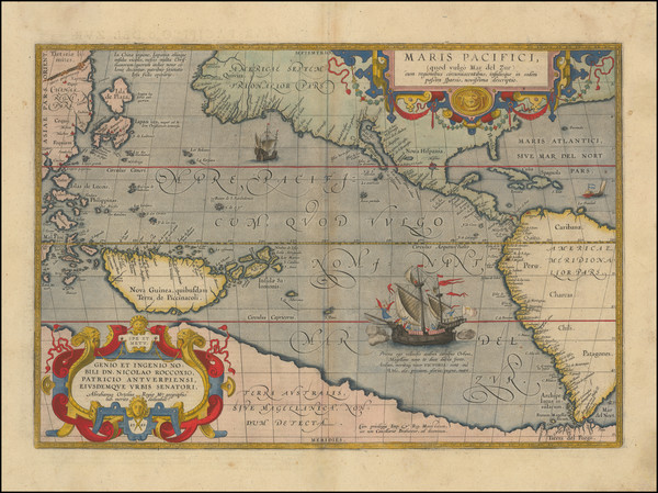 17-Western Hemisphere, Japan, Pacific, Australia and America Map By Abraham Ortelius