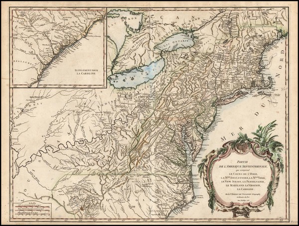 66-New England, Mid-Atlantic and Southeast Map By Didier Robert de Vaugondy