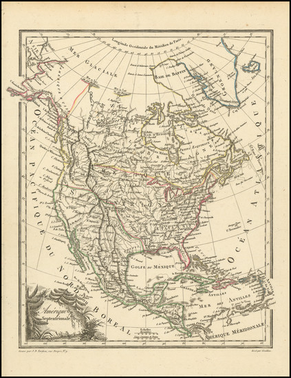24-North America Map By Conrad Malte-Brun