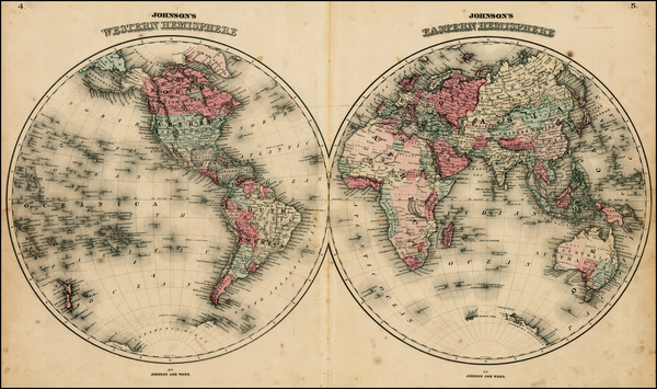 52-World and World Map By Benjamin P Ward  &  Alvin Jewett Johnson