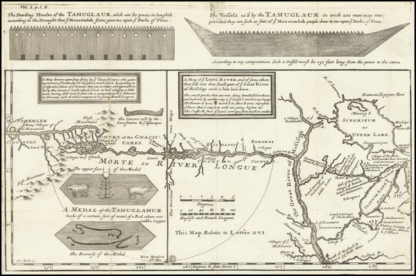 56-Midwest and Plains Map By Herman Moll / Baron de Lahontan